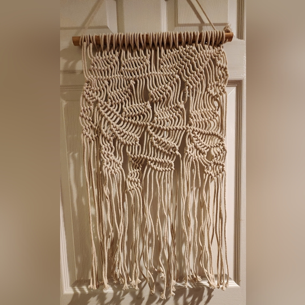 Wall tapestry and crochet hanging planter